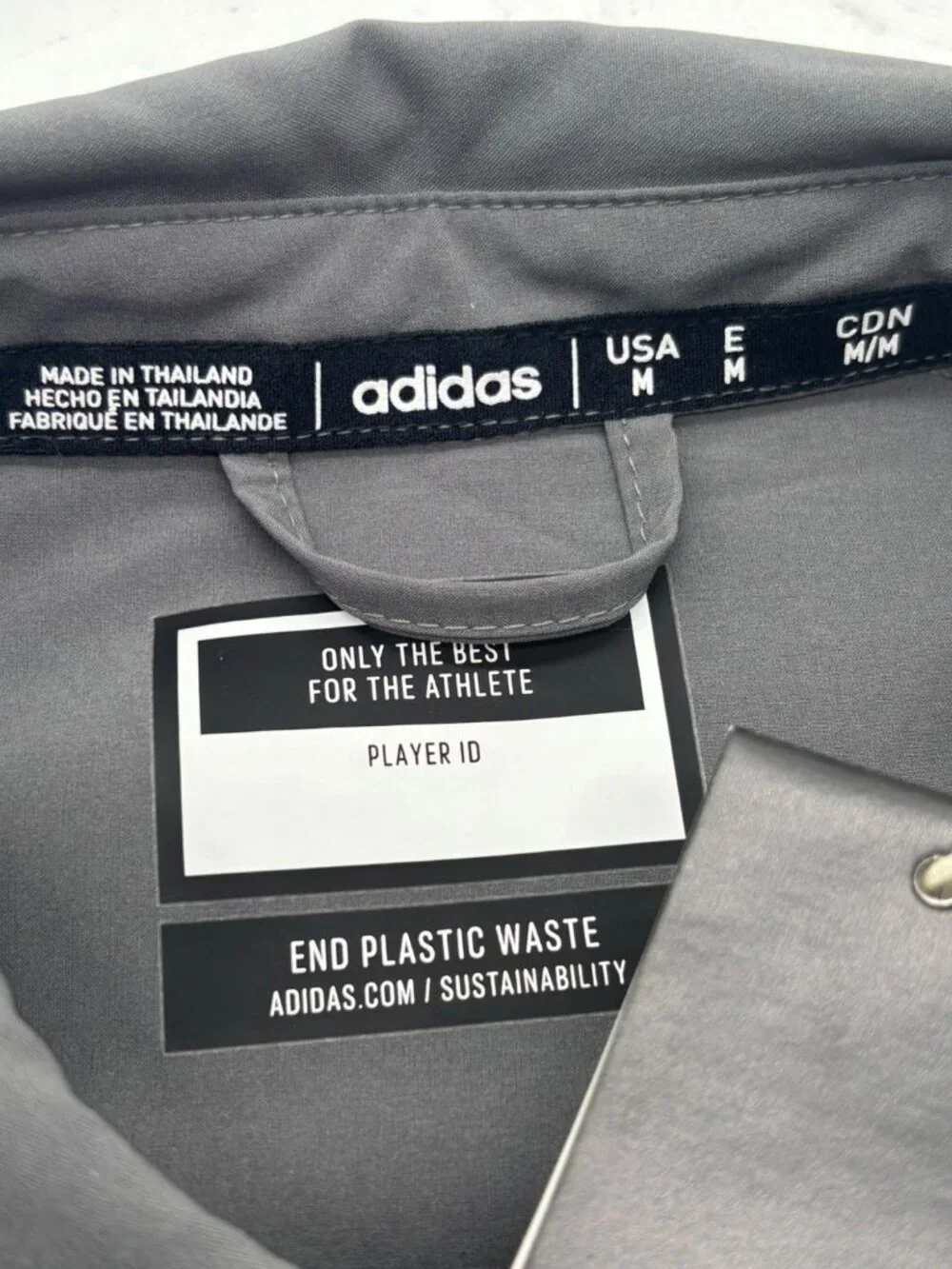 Adidas Men’s Short-Sleeve Button-Up  Polo Shirt, Sz. M, Gray-production Sample